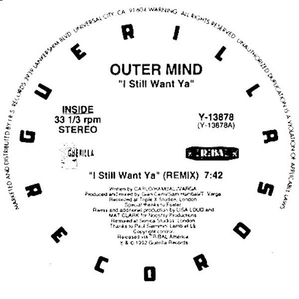 Outer Mind : I Still Want Ya (12")