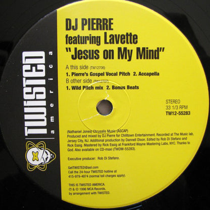 DJ Pierre Featuring Lavette : Jesus On My Mind (12")