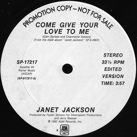 Janet Jackson : Come Give Your Love To Me (12", Promo, X)