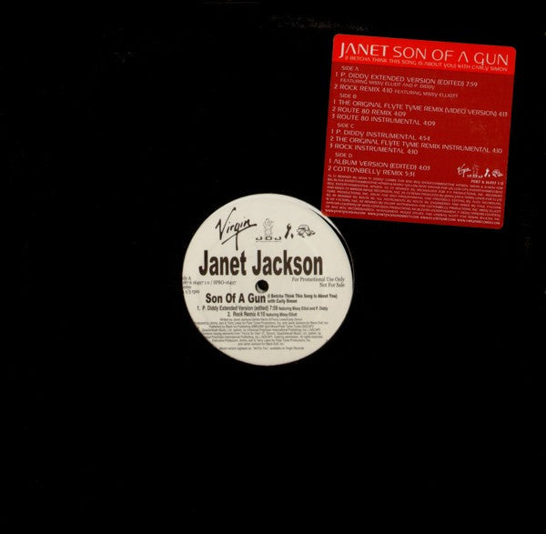 Janet Jackson With Carly Simon : Son Of A Gun (I Betcha Think This Song Is About You) (2x12", Single, Promo)