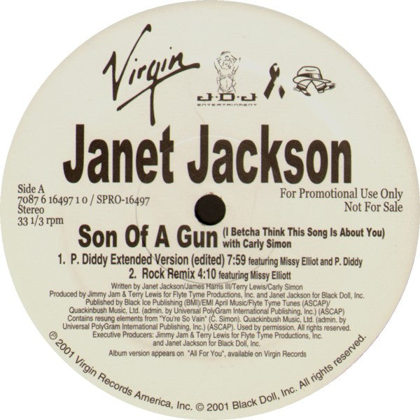 Janet Jackson With Carly Simon : Son Of A Gun (I Betcha Think This Song Is About You) (2x12", Single, Promo)