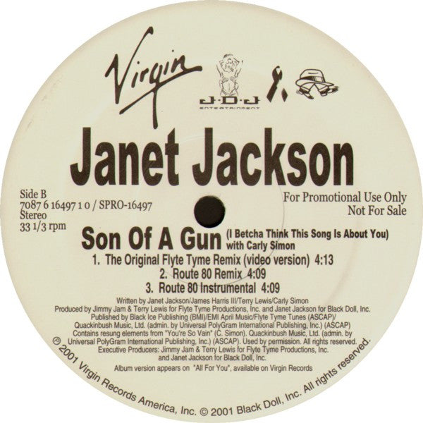 Janet Jackson With Carly Simon : Son Of A Gun (I Betcha Think This Song Is About You) (2x12", Single, Promo)