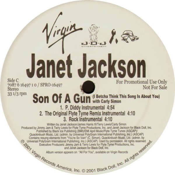 Janet Jackson With Carly Simon : Son Of A Gun (I Betcha Think This Song Is About You) (2x12", Single, Promo)
