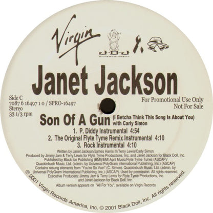 Janet Jackson With Carly Simon : Son Of A Gun (I Betcha Think This Song Is About You) (2x12", Single, Promo)