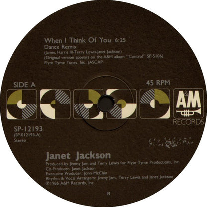 Janet Jackson : When I Think Of You (Dance Remix) (12", Single, Bla)