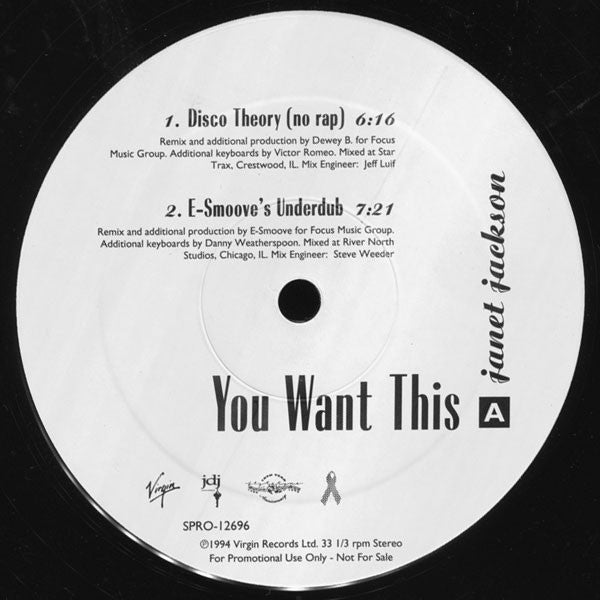 Janet Jackson : You Want This (12", Promo)