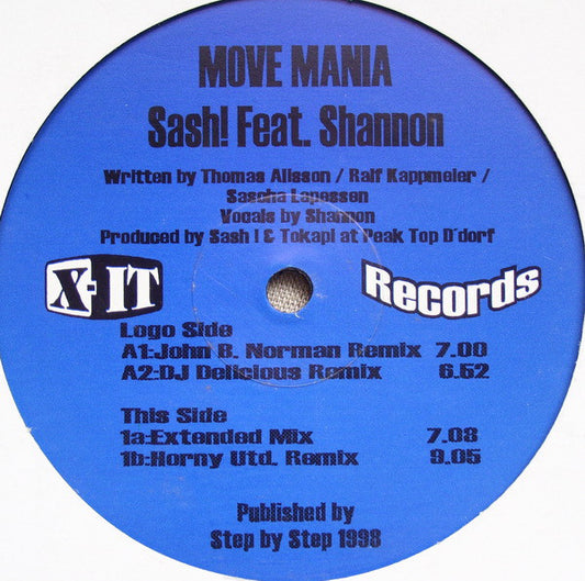 Sash! Feat. Shannon : Move Mania (12")