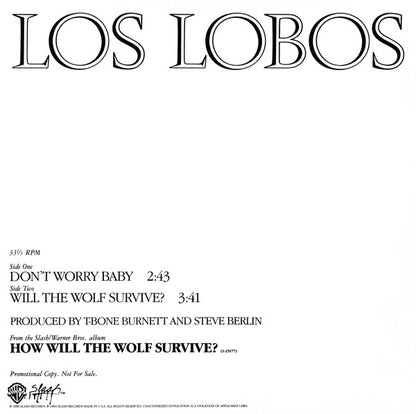 Los Lobos : Don't Worry Baby / Will The Wolf Survive (12", Single, Promo)