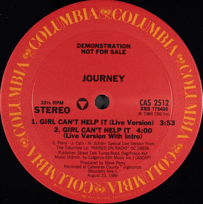 Journey : Girl Can't Help It (12", Ltd, Promo)