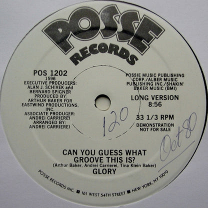 Glory : Can You Guess What Groove This Is? (12", Promo)
