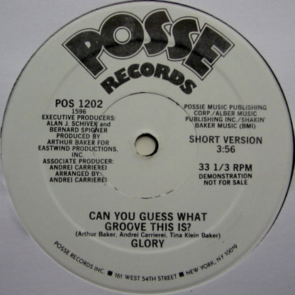 Glory : Can You Guess What Groove This Is? (12", Promo)