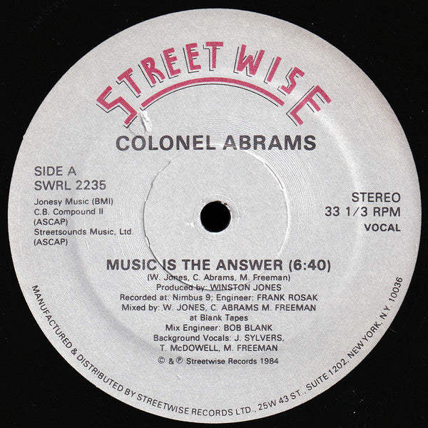 Colonel Abrams : Music Is The Answer (12")