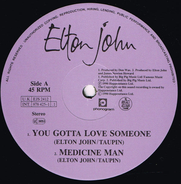 Elton John : You Gotta Love Someone (12", Single)