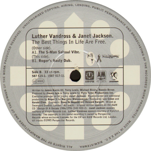 Luther Vandross & Janet Jackson : The Best Things In Life Are Free (The Roger Sanchez Mixes) (2x12", Ltd, DJ )