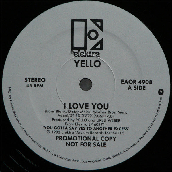 Yello : I Love You (12", Single, Promo)