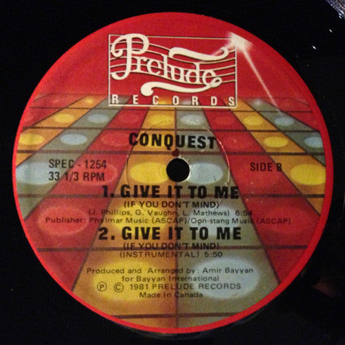 Jeanette "Lady" Day / Conquest : Come Let Me Love You / Give It To Me (If You Don't Mind) (12")