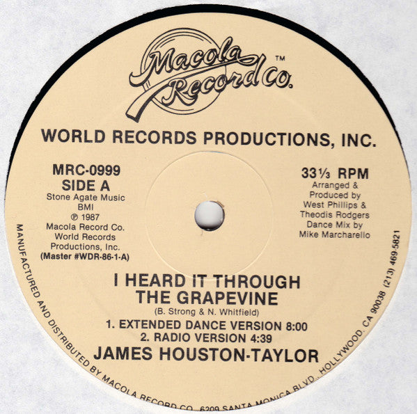 James Houston Taylor : I Heard It Through The Grapevine / Make Up Your Mind (12")