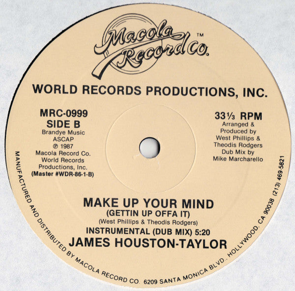 James Houston Taylor : I Heard It Through The Grapevine / Make Up Your Mind (12")
