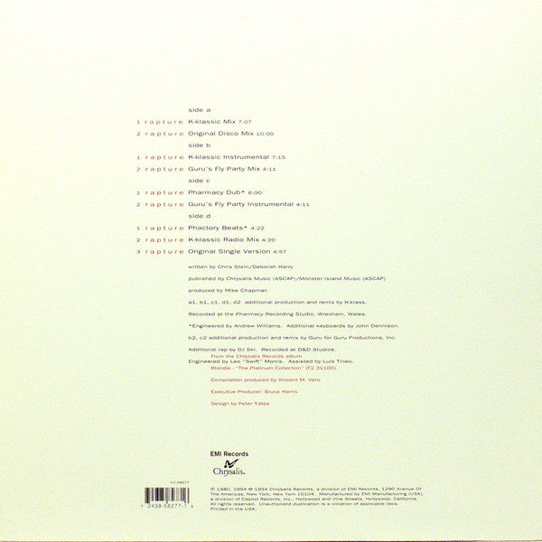 Blondie : Rapture (2x12")