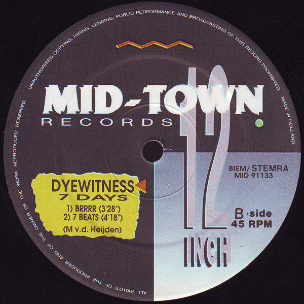 Dyewitness : Seven Days (12")