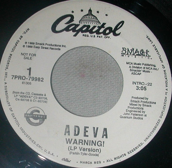 Adeva : Warning! (7", Promo)