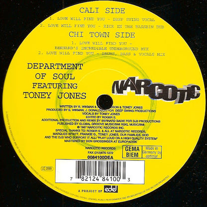 Department Of Soul Featuring Toney Jones : Love Will Find You (12")