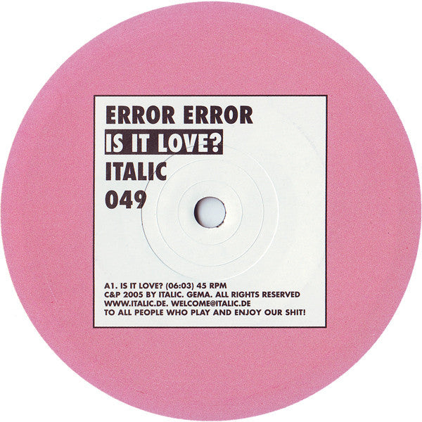 Error Error : Is It Love? (12")