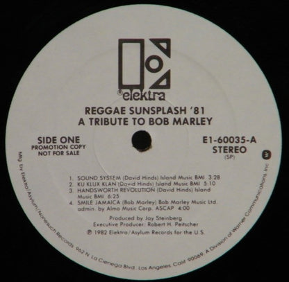 Various : Reggae Sunsplash '81 A Tribute To Bob Marley (2xLP, Album, Promo, W/Lbl, Gat)