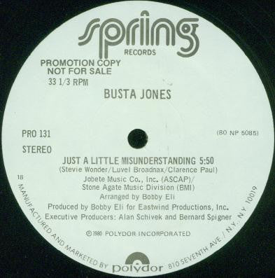 Busta Jones : Just A Little Misunderstanding (12", Promo)