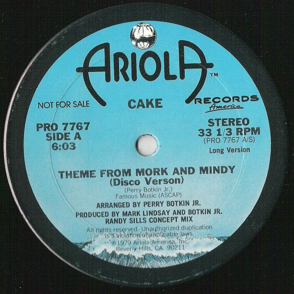 Cake (2) : Theme From Mork And Mindy (12", Promo)