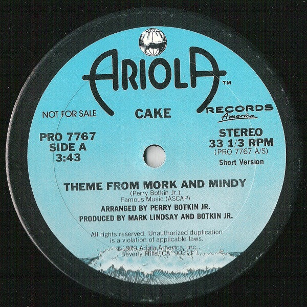 Cake (2) : Theme From Mork And Mindy (12", Promo)