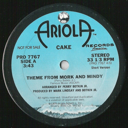 Cake (2) : Theme From Mork And Mindy (12", Promo)