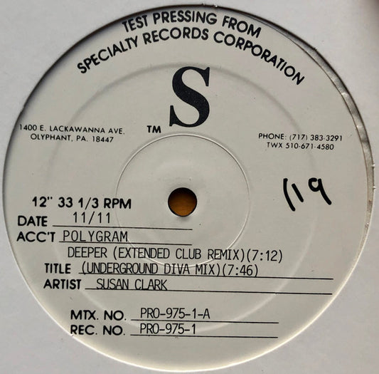 Susan Clark : Deeper (12", TP)