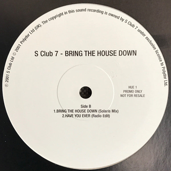 S Club 7 : Bring The House Down (12", Promo)