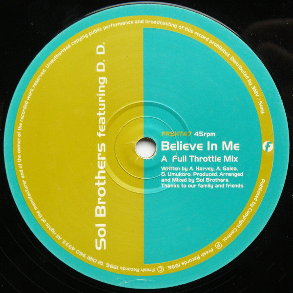 Sol Brothers : Believe In Me (12")