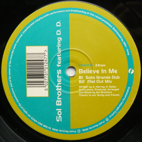 Sol Brothers : Believe In Me (12")