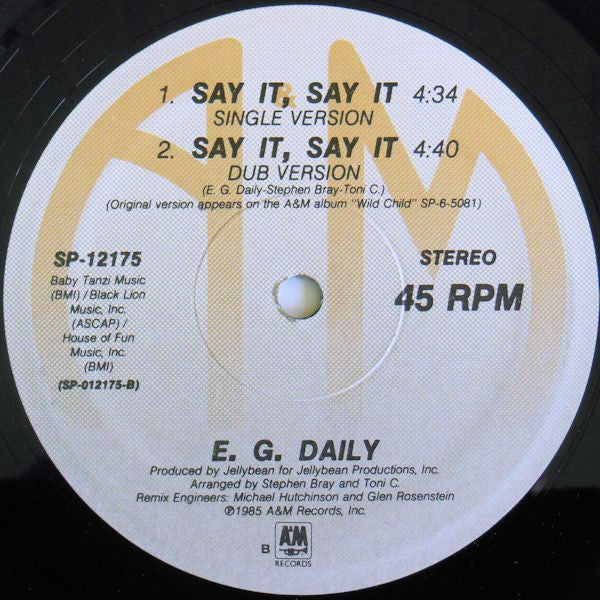 E.G. Daily : Say It, Say It (Extended Version) (12", Single)