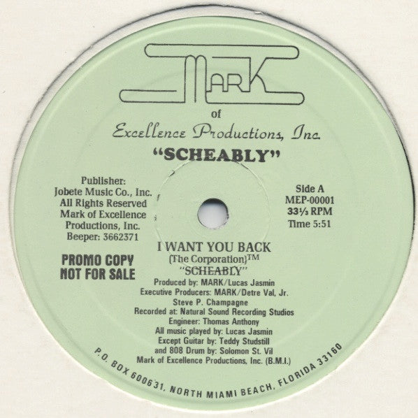 Scheably : I Want You Back (12", Promo)