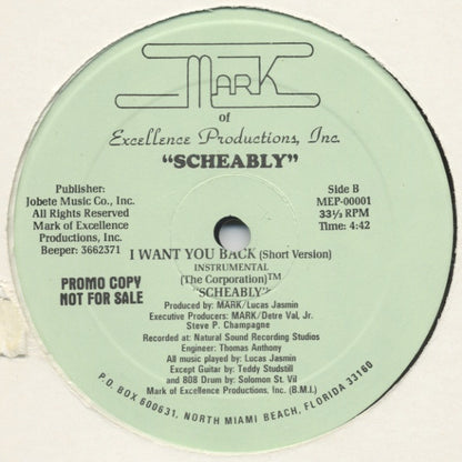 Scheably : I Want You Back (12", Promo)