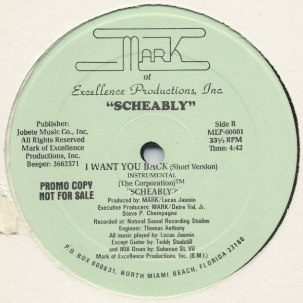 Scheably : I Want You Back (12", Promo)