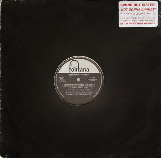 Swing Out Sister : Notgonnachange (12", Single, Gen)