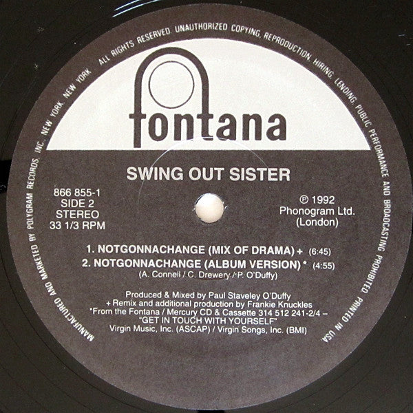Swing Out Sister : Notgonnachange (12", Single, Gen)