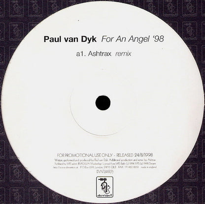 Paul van Dyk : For An Angel '98 (12", Promo)
