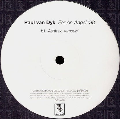 Paul van Dyk : For An Angel '98 (12", Promo)