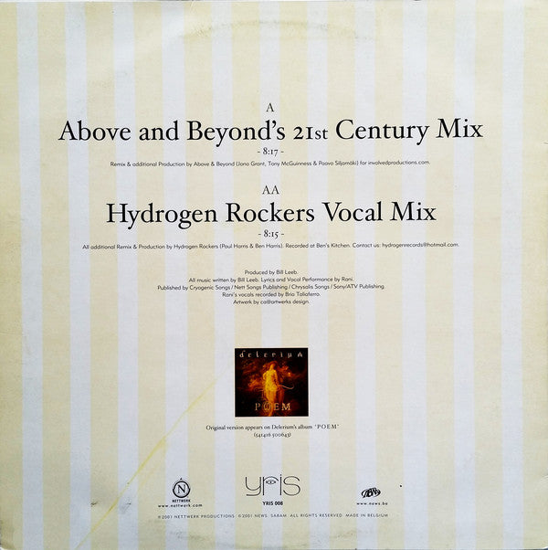 Delerium Featuring Rani : Underwater (Remixes By Above & Beyond • Hydrogen Rockers) (12")