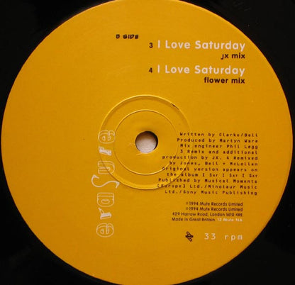 Erasure : I Love Saturday (12", Single)