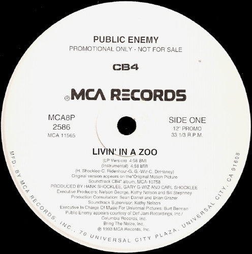 Public Enemy : Livin' In A Zoo (12", Promo)
