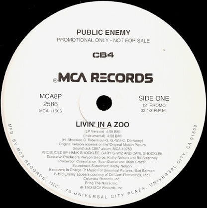 Public Enemy : Livin' In A Zoo (12", Promo)