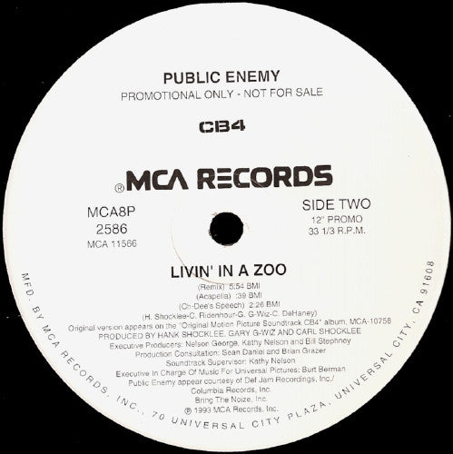 Public Enemy : Livin' In A Zoo (12", Promo)