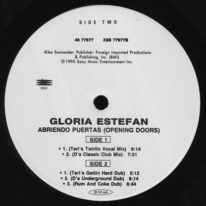 Gloria Estefan : Abriendo Puertas (12", Single)